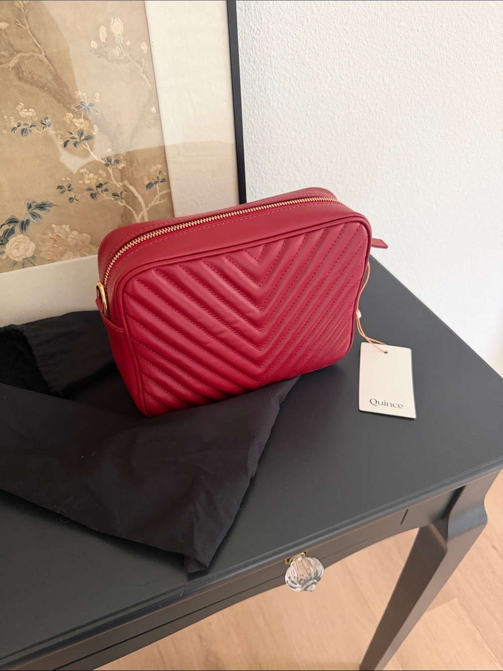 Quince Red Quilted Zip-Top Crossbody